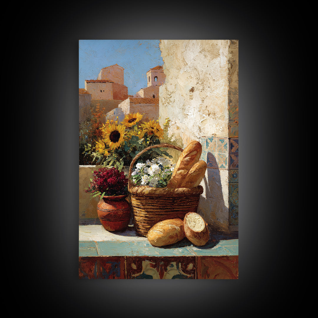 French Market Basket Framed Canvas Print, French Country Art, Downloadable Art, Farmhouse Decor, Country, Luxury Decor, FCA-2x3-63