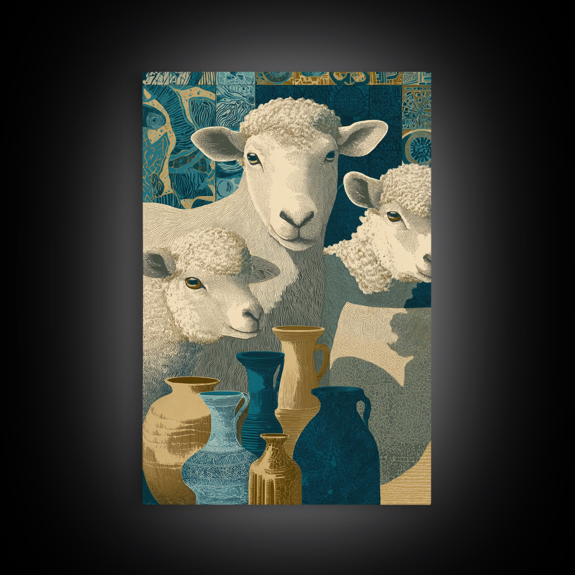 Pastoral Sheep in Rolling Countryside Canvas Print, French Country Art, Statement Artwork, Farmhouse Decor, Fine Art, Country, FCA-2x3-70