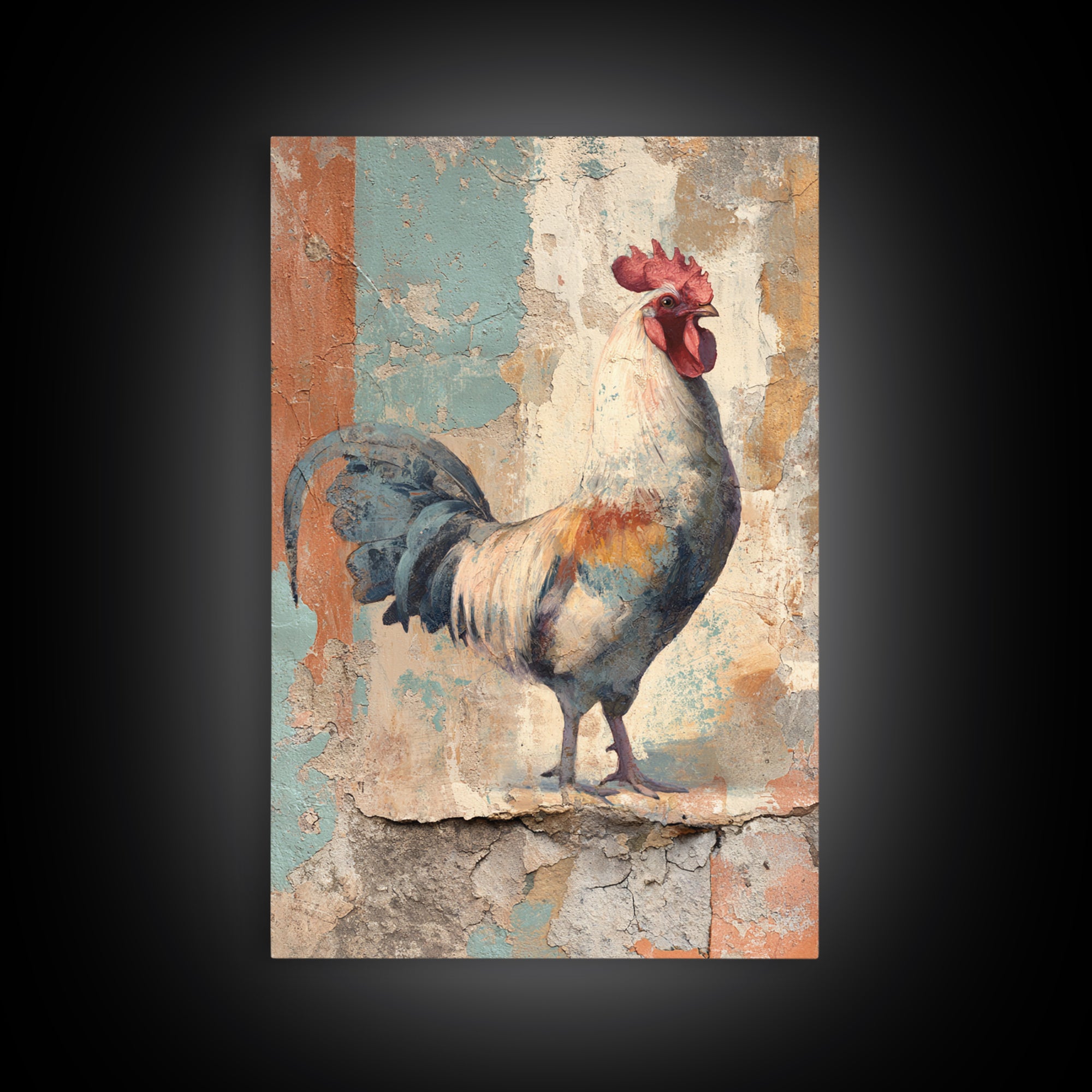 Rooster Portrait in Rustic French Palette Canvas Print, French Country Art, Luxury Decor, Farmhouse Decor, Fine Art, Country, FCA-2x3-82