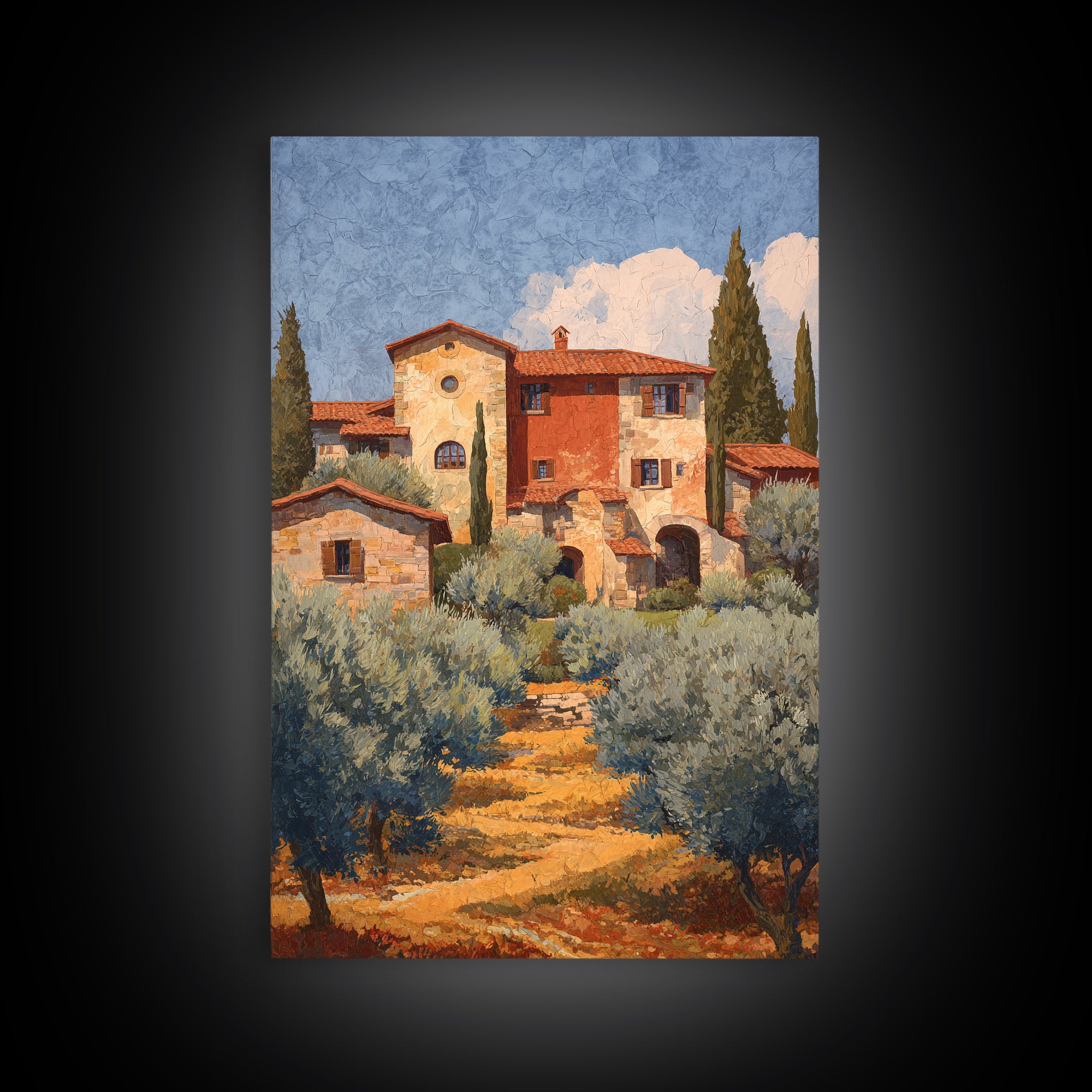 Sunlit Provence Olive Grove Framed Canvas Print, French Country Art, Contemporary Art, Farmhouse Decor, Fine Art, Country, FCA-2x3-85
