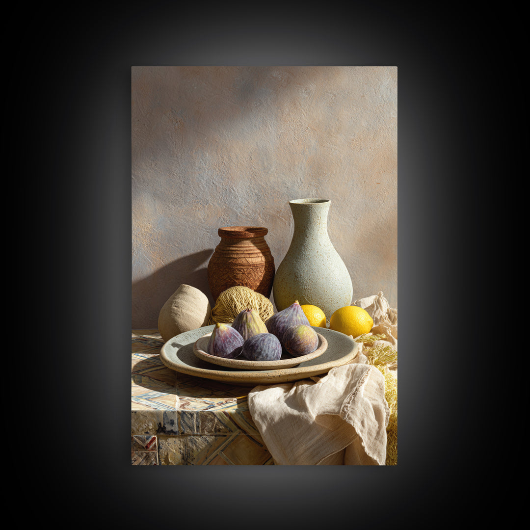 Figs on Ceramic Plate Canvas Print, French Country Art, Fine Art Print, Farmhouse Decor, Abstract Art, Country, Digital Prints, FCA-2x3-96