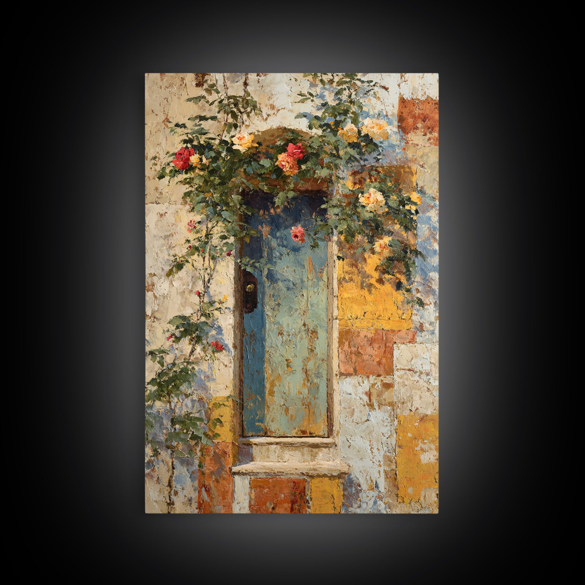 Rustic Door Covered Framed Canvas Print, French Country Art, Textured Painting, Farmhouse Decor, Country, Home Decor Gift, FCA-2x3-97