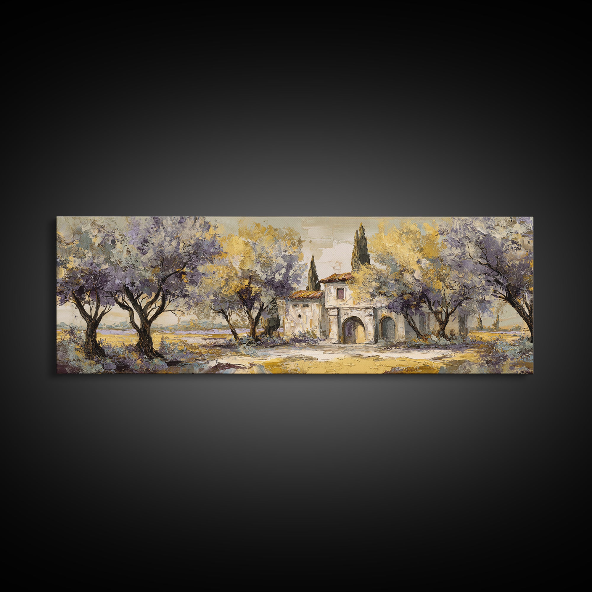 Sunlit Provence Olive Grove Canvas Print, French Country Art, Original Painting, Farmhouse Decor, Country, Coastal Wall Art, FCA-3x1-21