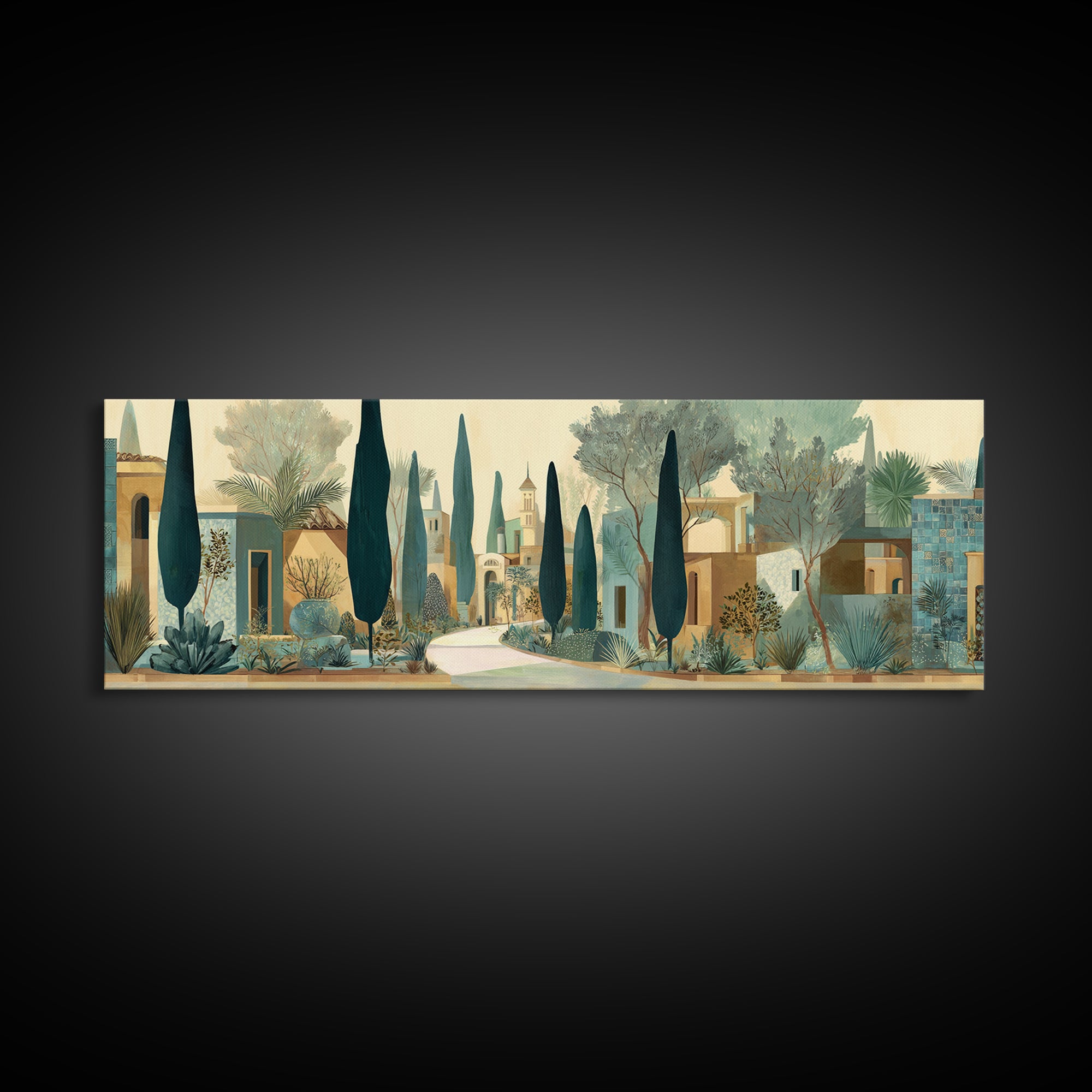 Country Lane Lined Framed Canvas Print, French Country Art, Neutral Decor, Farmhouse Decor, Abstract Art, Country, Wall Art, FCA-3x1-63