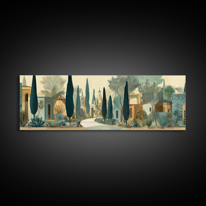Country Lane Lined Framed Canvas Print, French Country Art, Neutral Decor, Farmhouse Decor, Abstract Art, Country, Wall Art, FCA-3x1-63