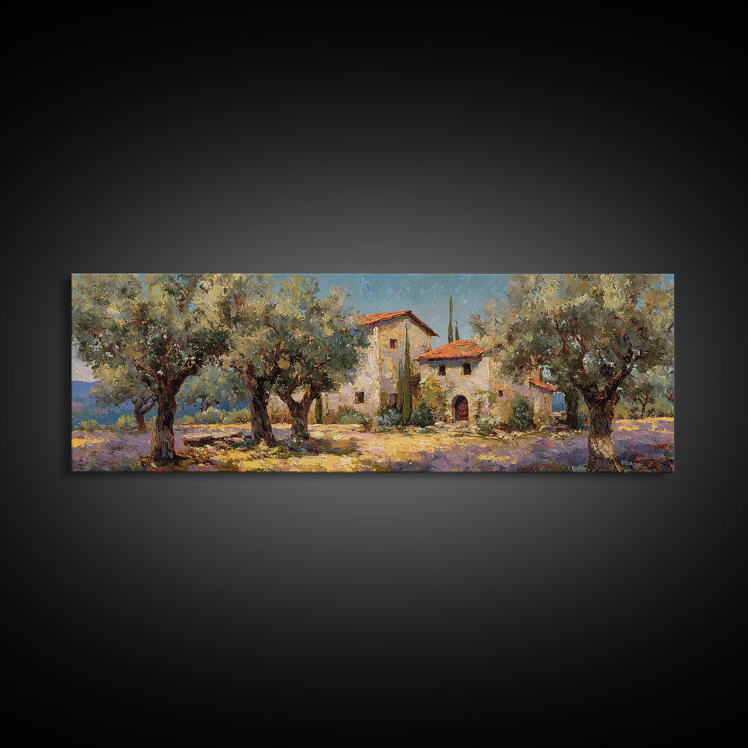 Sunlit Provence Olive Grove Canvas Print, French Country Art, Botanical Prints, Farmhouse Decor, Country, Digital Download Art, FCA-3x1-93
