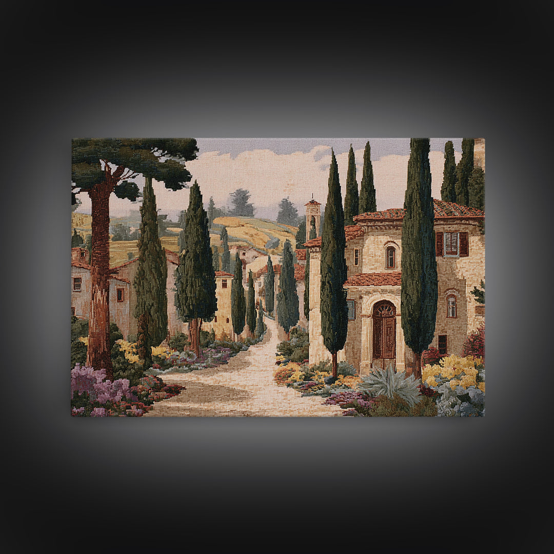Country Lane Lined Framed Canvas Print, French Country Art, Textured Painting, Farmhouse Decor, Country, Home Decor Gift, FCA-3x2-27