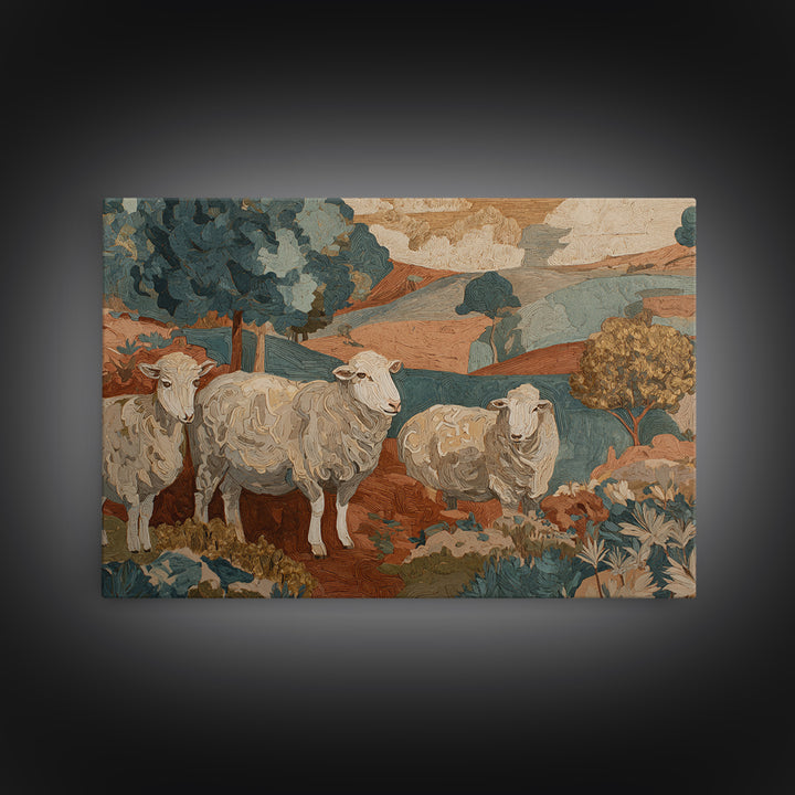 Pastoral Sheep in Rolling Countryside Canvas Print, French Country Art, Digital Prints, Farmhouse Decor, Fine Art, Country, FCA-3x2-42