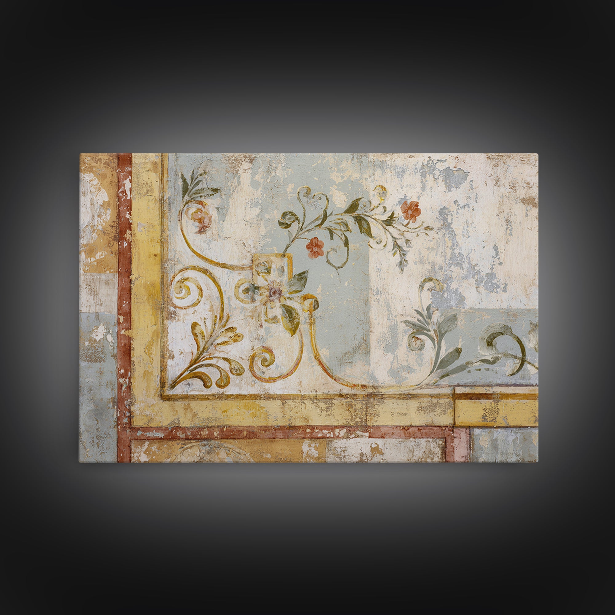 French Script Flourishes Without Readable Text Framed Canvas Print, French Country Art, Digital Art, Farmhouse Decor, Country, FCA-3x2-46
