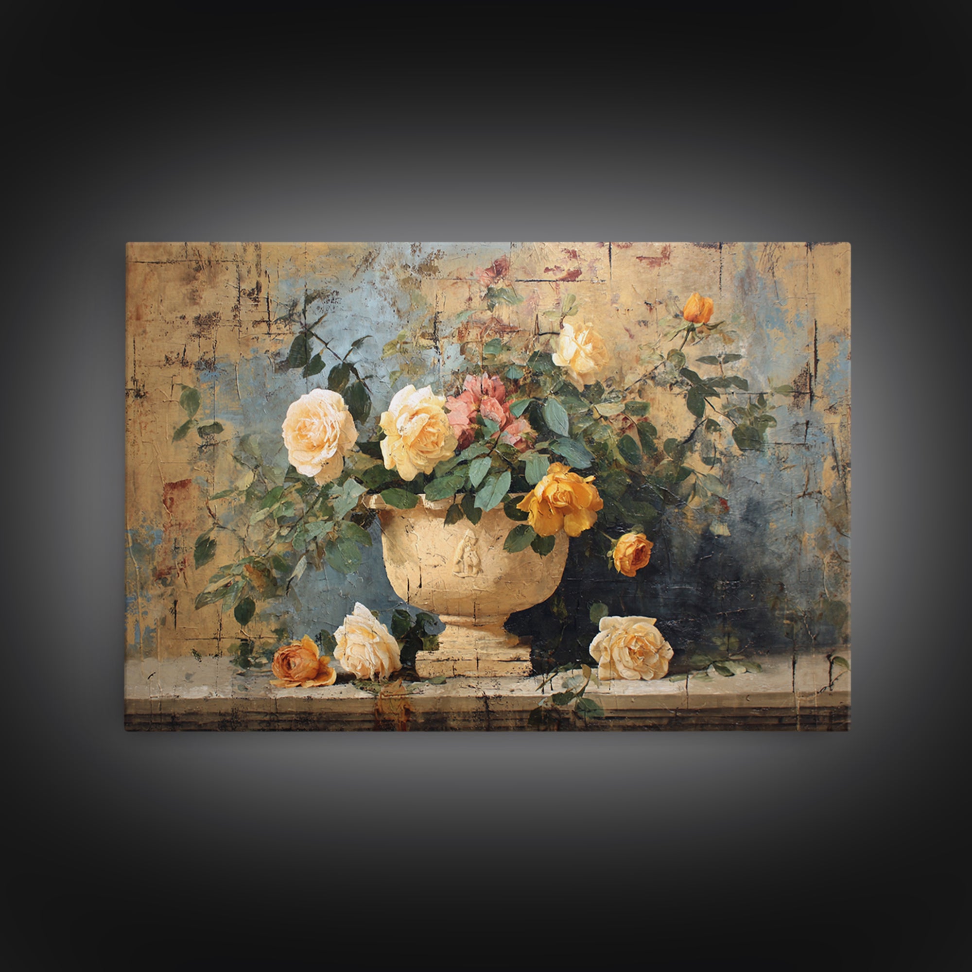 Ch Teau Garden Urn Framed Canvas Print, French Country Art, Digital Art Prints, Farmhouse Decor, Fine Art, Country, Home Decor, FCA-3x2-47