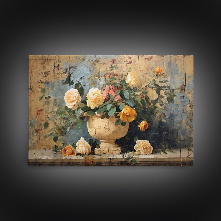Ch Teau Garden Urn Framed Canvas Print, French Country Art, Digital Art Prints, Farmhouse Decor, Fine Art, Country, Home Decor, FCA-3x2-47