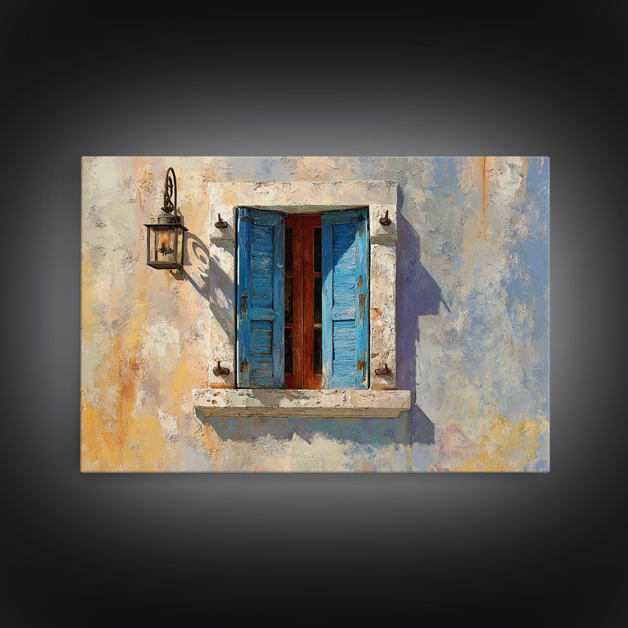 Weathered Window with Blue Shutters Canvas Print, French Country Art, Home Decor Gift, Farmhouse Decor, Fine Art, Country, FCA-3x2-49