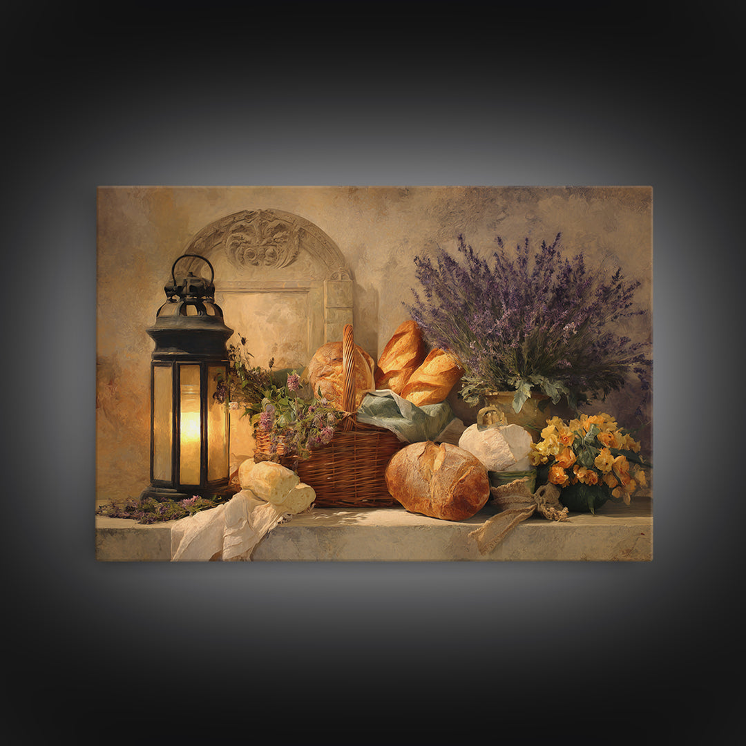 French Market Basket Framed Canvas Print, French Country Art, Farmhouse Wall Decor, Farmhouse Decor, Fine Art, Country, FCA-3x2-59