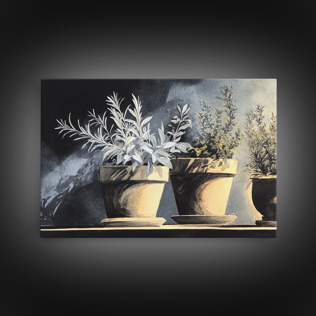 Terra Cotta Pots Framed Canvas Print, French Country Art, Neutral Decor, Farmhouse Decor, Fine Art, Country, Wall Art, FCA-3x2-63