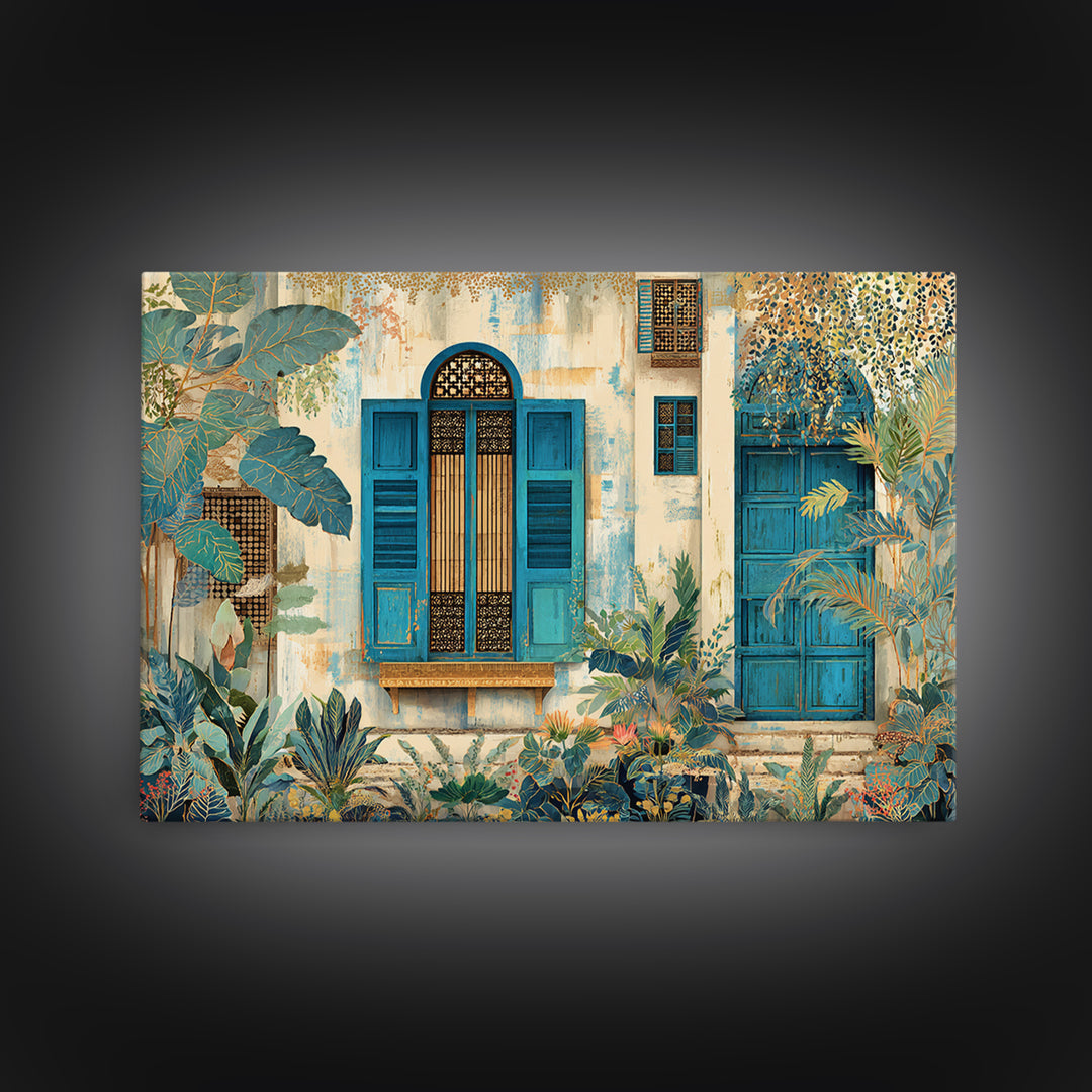 Weathered Window with Blue Shutters Canvas Print, French Country Art, Home Decor Gift, Farmhouse Decor, Fine Art, Country, FCA-3x2-73