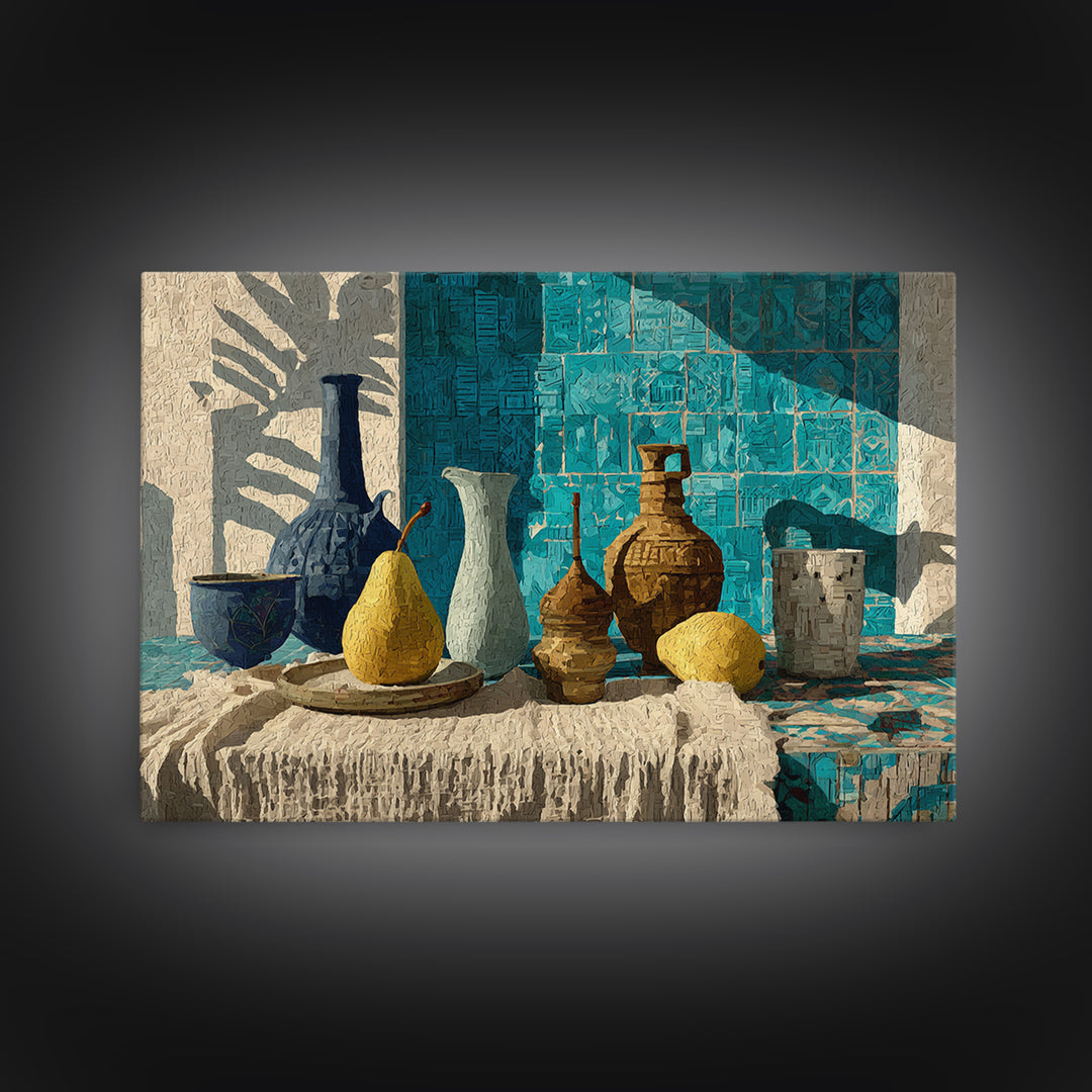 Pear Still Life on Linen Tablecloth Canvas Print, French Country Art, Farmhouse Wall Decor, Farmhouse Decor, Country, FCA-3x2-80