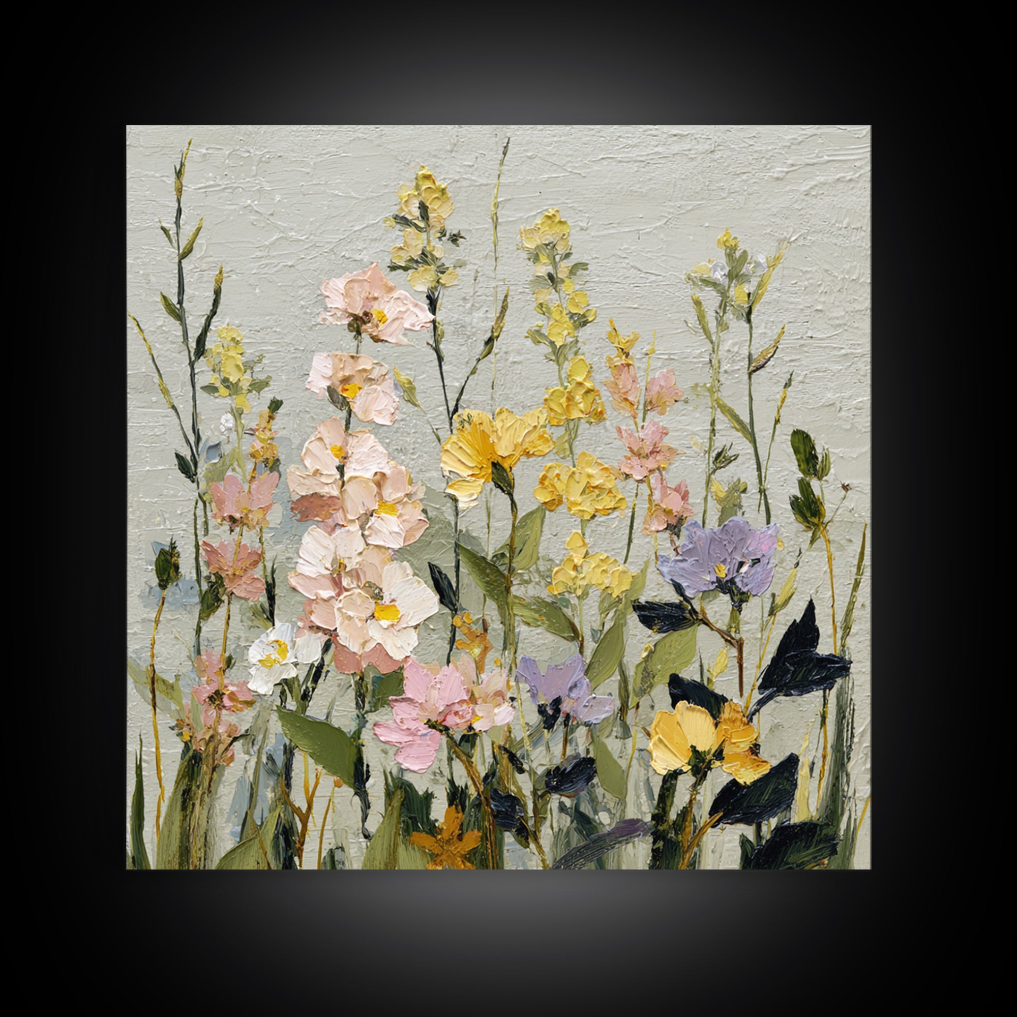 Wildflower Meadow in Loose Impressionist Paint Canvas Print, Floral Art, Art, Living Room Decor, Oil Painting, Bloom, FLO-1x1-99
