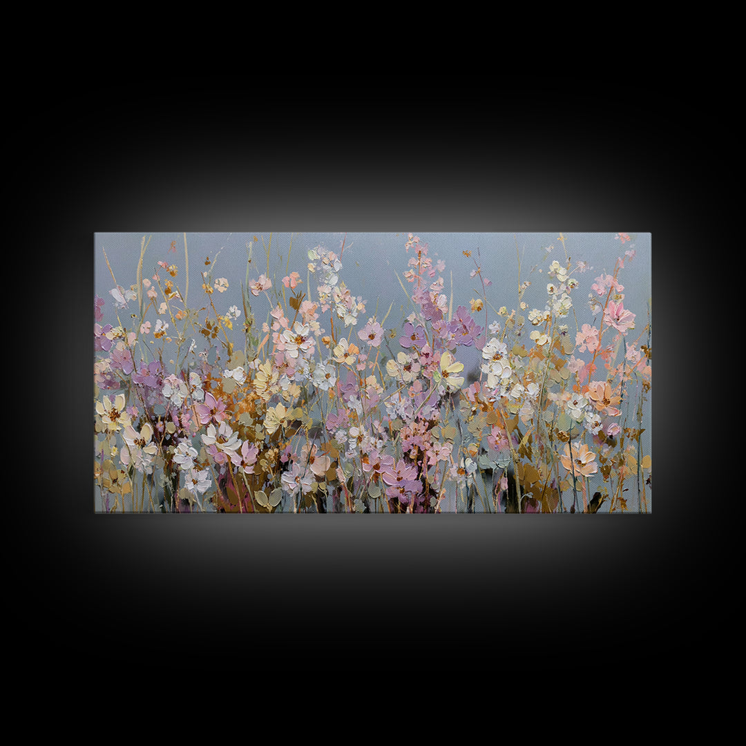 Wildflower Meadow in Loose Impressionist Paint Canvas Print, Floral Art, Modern Southern Floral Art, Living Room Decor, Bloom, FLO-2x1-71
