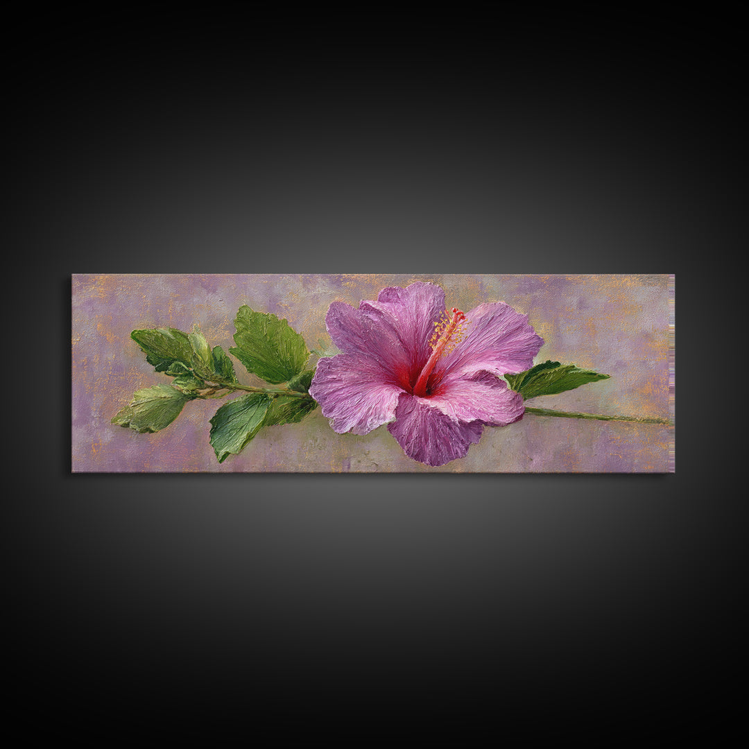 Hibiscus Flower with Tropical Brightness Canvas Print, Floral Art, Neutral Tone Abstract Floral Art, Living Room Decor, Bloom, FLO-3x1-11