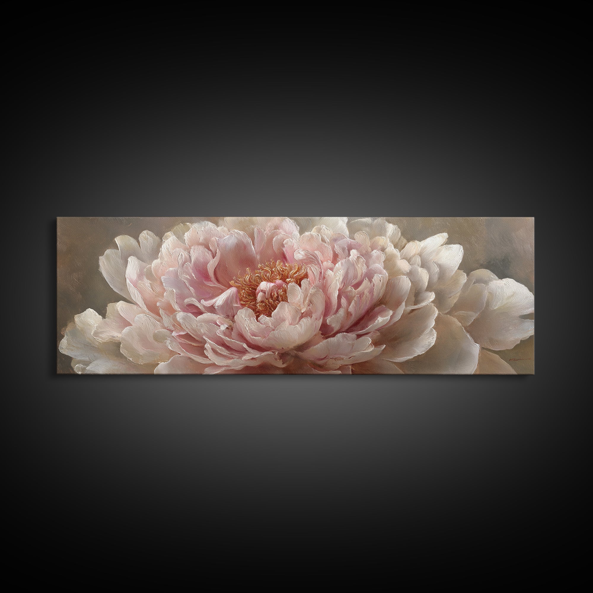 Oversized Blush Peony Canvas Print, Floral Art, Neutral Tone Abstract Floral Art, Living Room Decor, Fine Art, Bloom, FLO-3x1-41