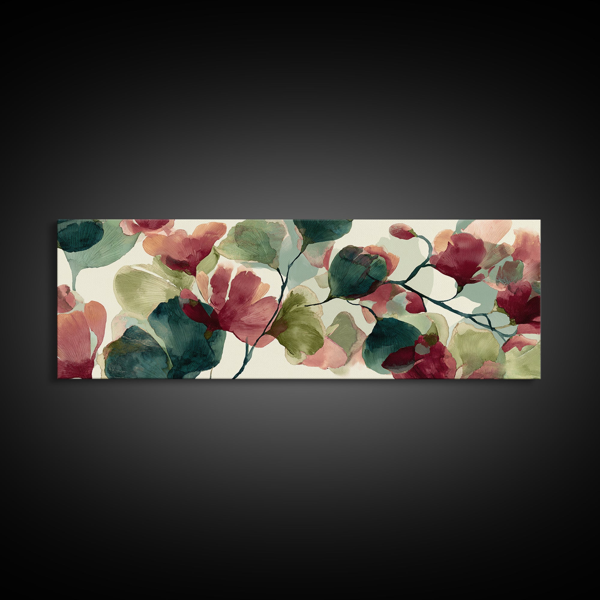 Abstract Flower Forms Framed Canvas Print, Floral Art, Peel Stick Wallpaper, Living Room Decor, Oil Painting, Bloom, FLO-3x1-82