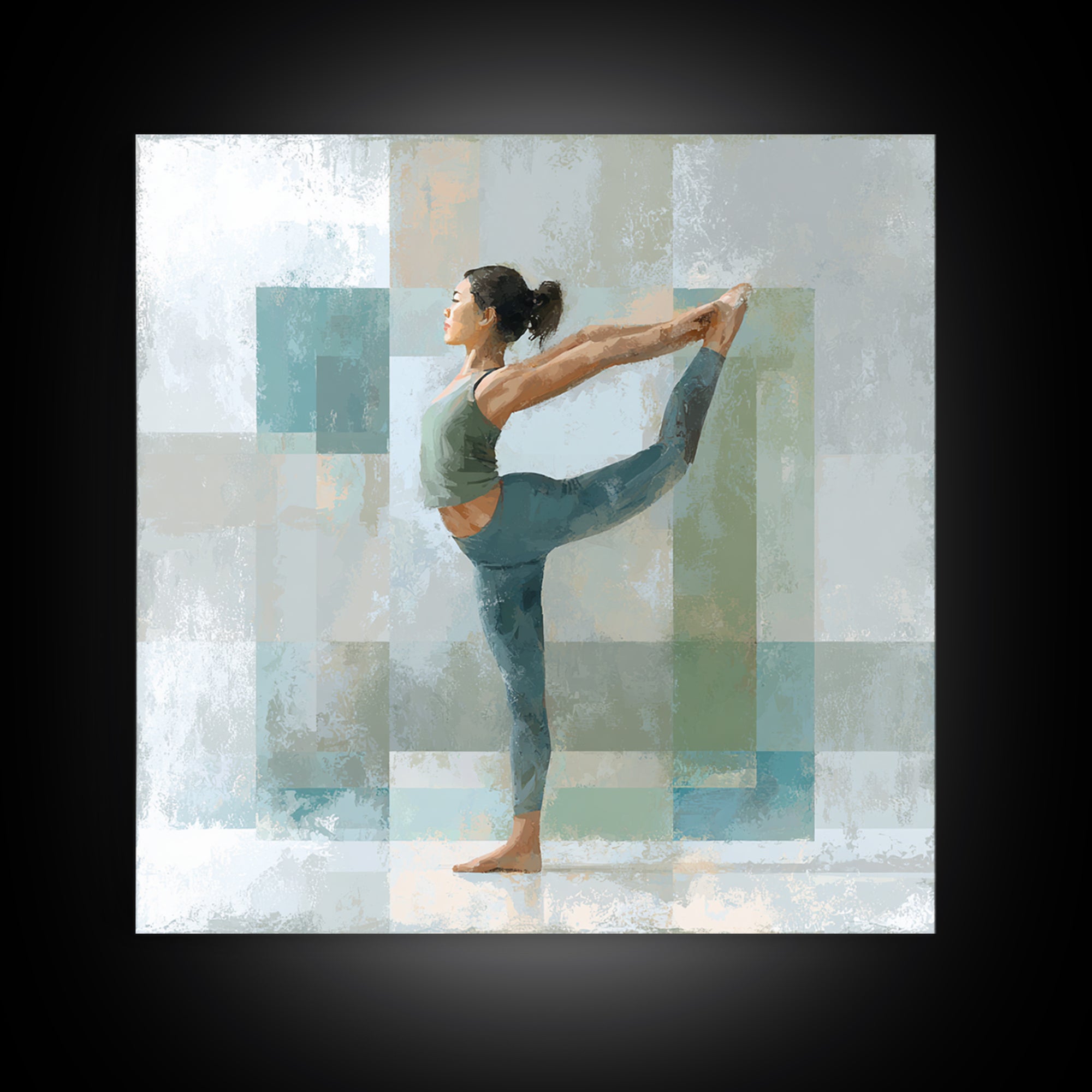 Female Athlete Stretching Framed Canvas Print, Fitness Studio Art, Aesthetic Room Decor, Gym Decor, Fine Art, Motion, FSA-1x1-27