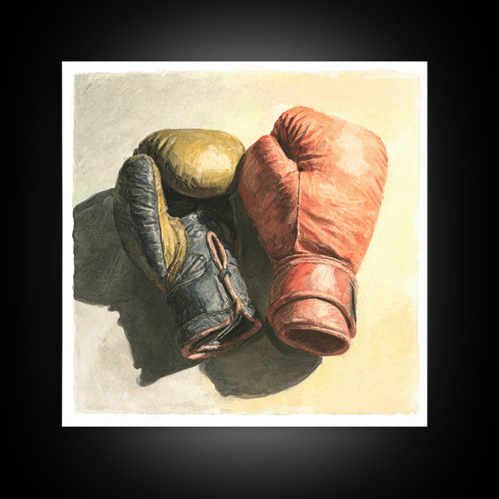Boxing Gloves Still Life Framed Canvas Print, Fitness Studio Art, Gym Poster, Gym Decor, Fine Art, Motion, Modern Decor, FSA-1x1-29