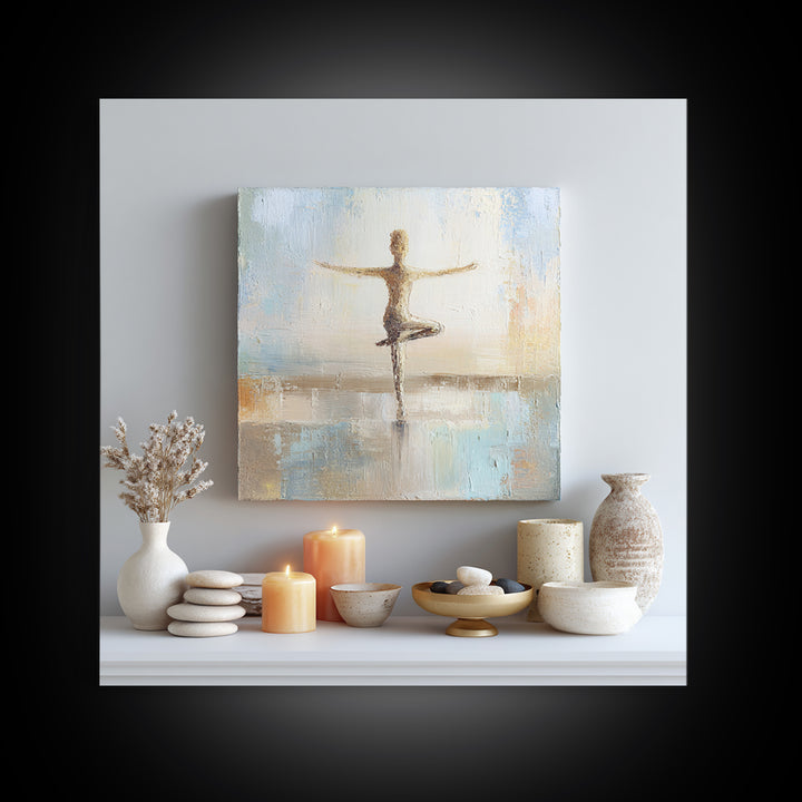 Yoga Warrior Pose Canvas Print, Fitness Studio Art, Motivation Poster, Gym Decor, Fine Art, Motion, Pelvic Floor Art, FSA-1x1-31