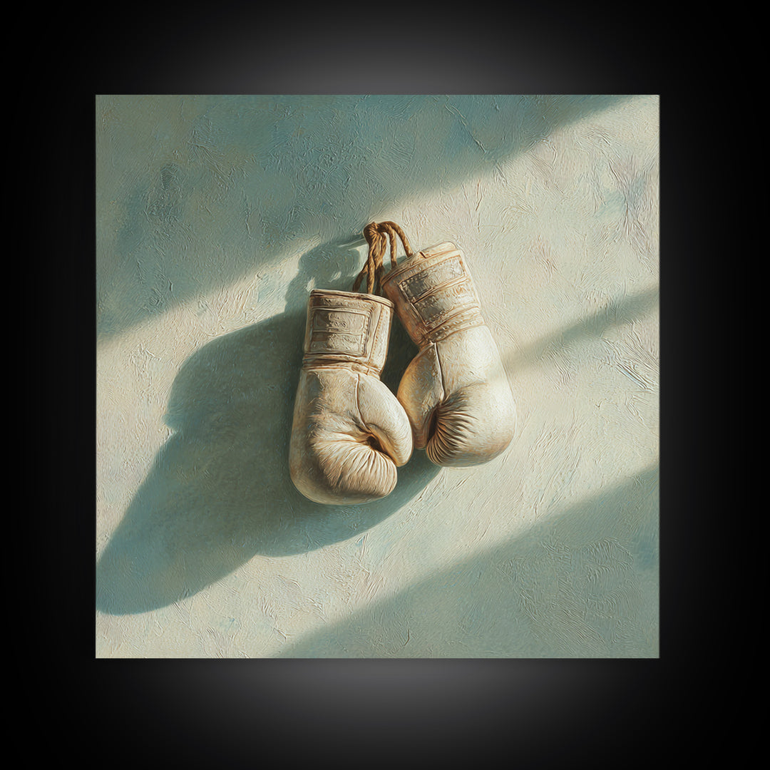 Boxing Gloves Still Life Framed Canvas Print, Fitness Studio Art, Gym Poster, Gym Decor, Fine Art, Motion, Modern Decor, FSA-1x1-53
