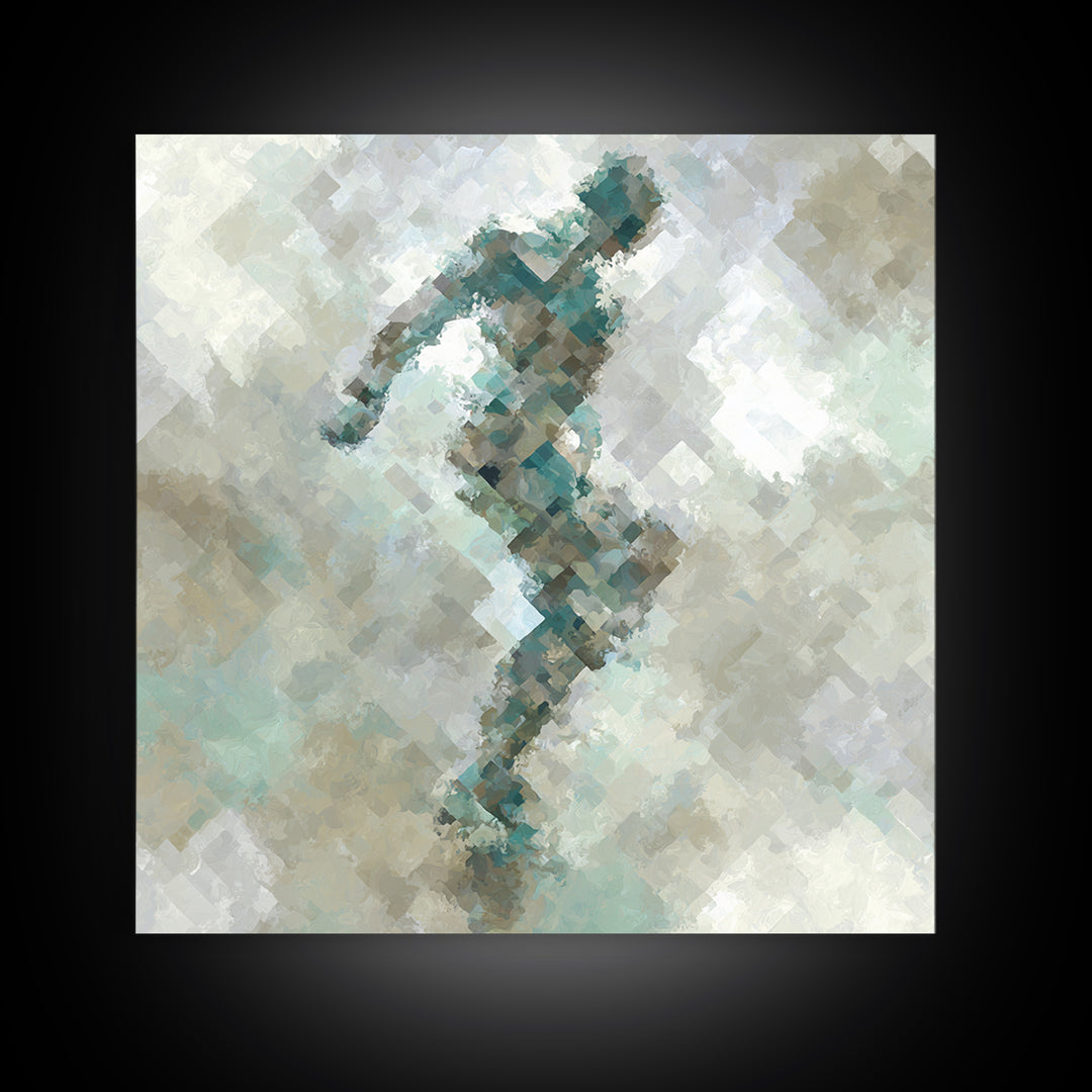 Abstract Human Figure Framed Canvas Print, Fitness Studio Art, Gym Poster, Gym Decor, Oil Painting, Motion, Modern Decor, FSA-1x1-74