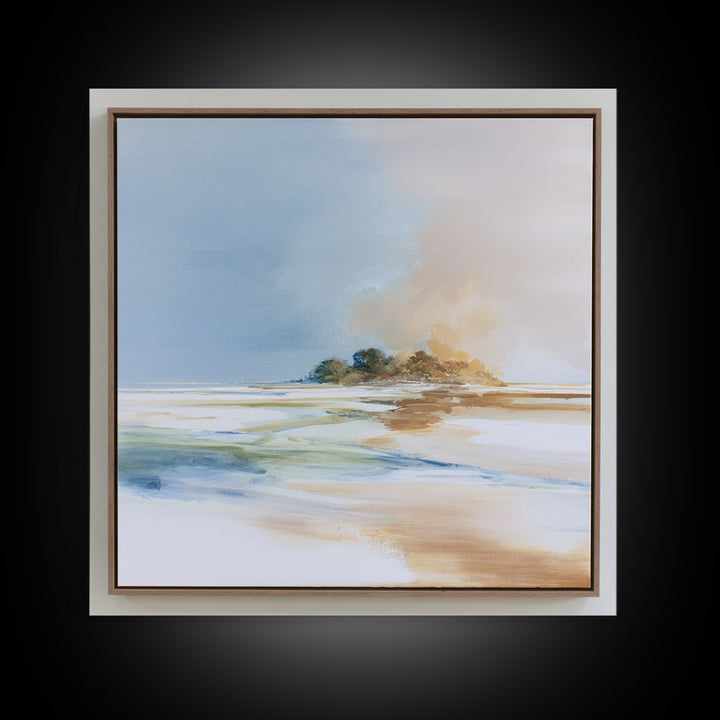 Tropical Trail Hike Landscape for Wellness Mood Framed Canvas Print, Fitness Studio Art, Dance Studio Decor, Gym Decor, Motion, FSA-1x1-93