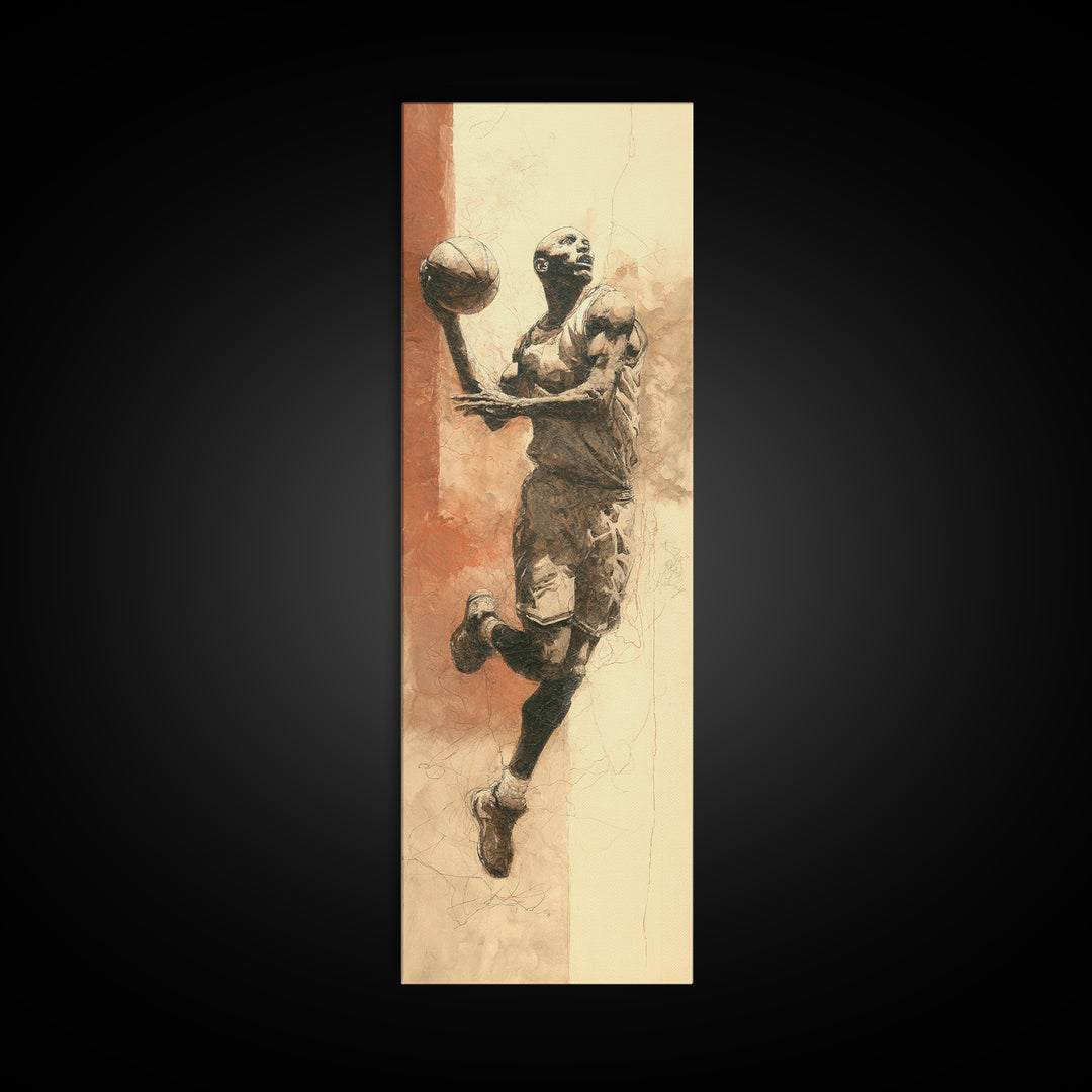 Basketball Player in Explosive Motion Canvas Print, Fitness Studio Art, Black and White Art, Gym Decor, Fine Art, Motion, FSA-1x3-10