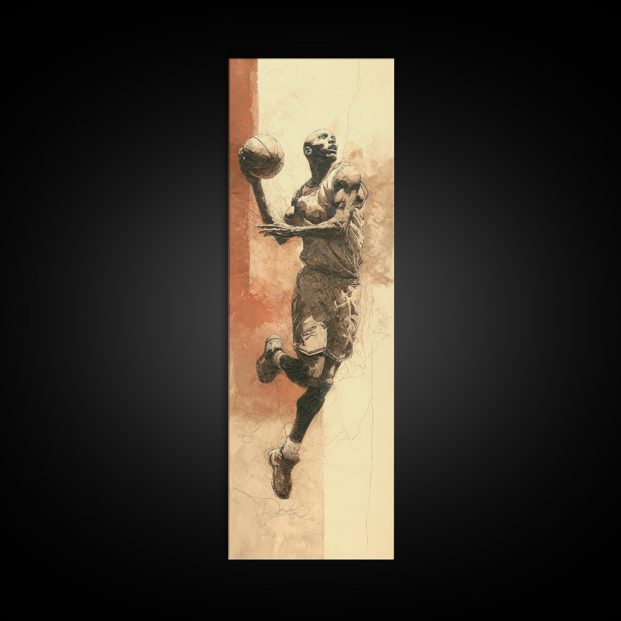 Basketball Player in Explosive Motion Canvas Print, Fitness Studio Art, Black and White Art, Gym Decor, Fine Art, Motion, FSA-1x3-10