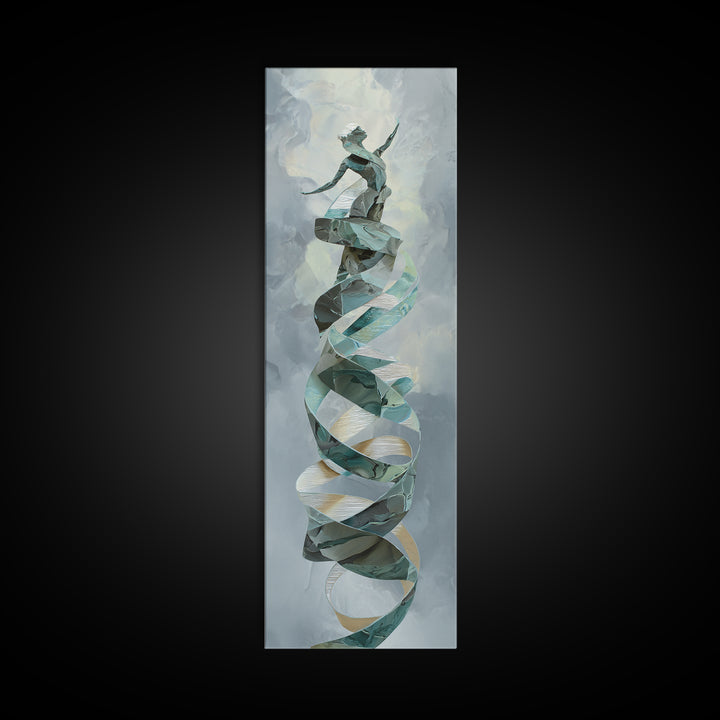 Gymnast Ribbon Forming a Spiral Composition Canvas Print, Fitness Studio Art, Printable Art, Gym Decor, Fine Art, Motion, FSA-1x3-11
