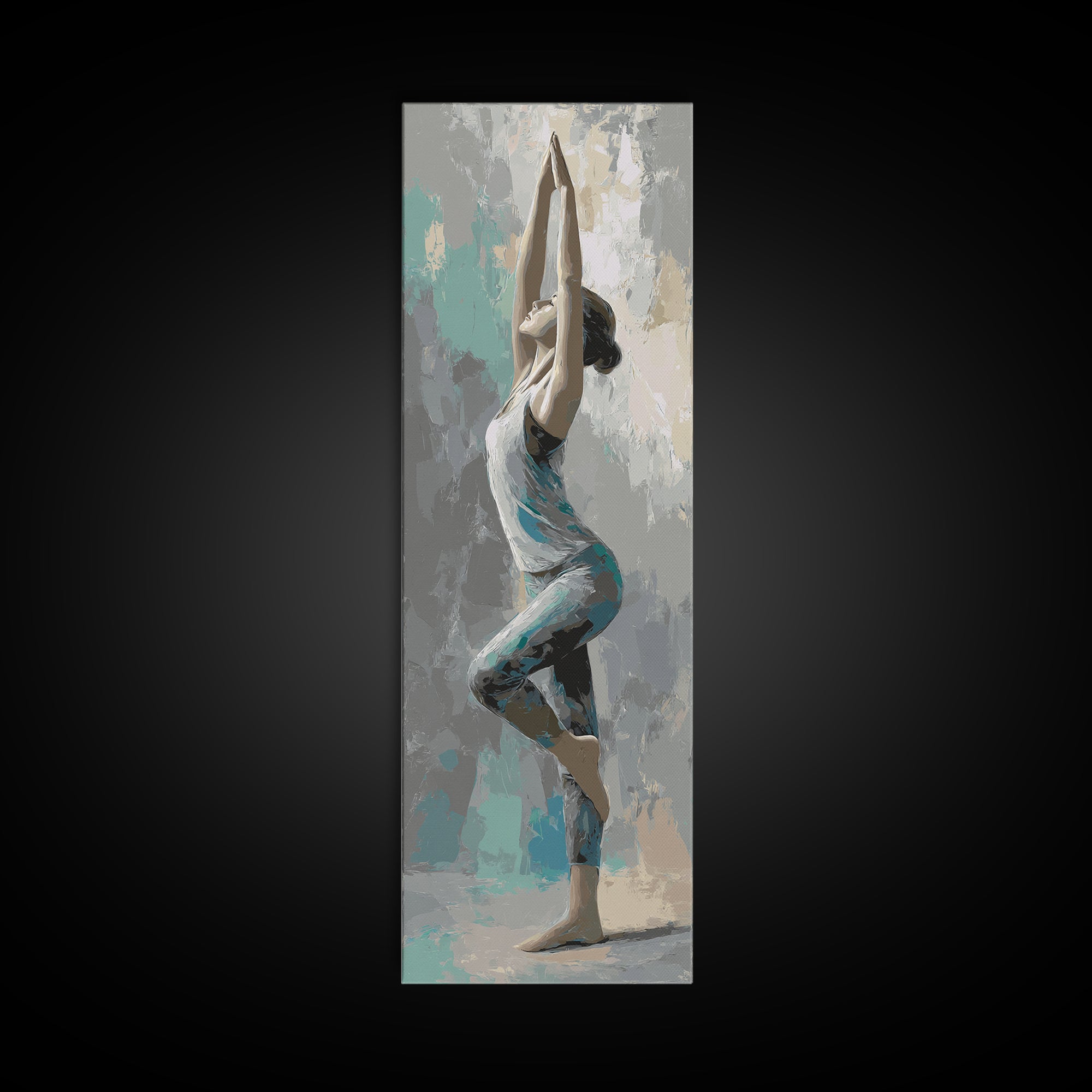Yoga Warrior Pose Canvas Print, Fitness Studio Art, Wall Decor, Gym Decor, Fine Art, Motion, Contemporary Art, Wall Art, FSA-1x3-43
