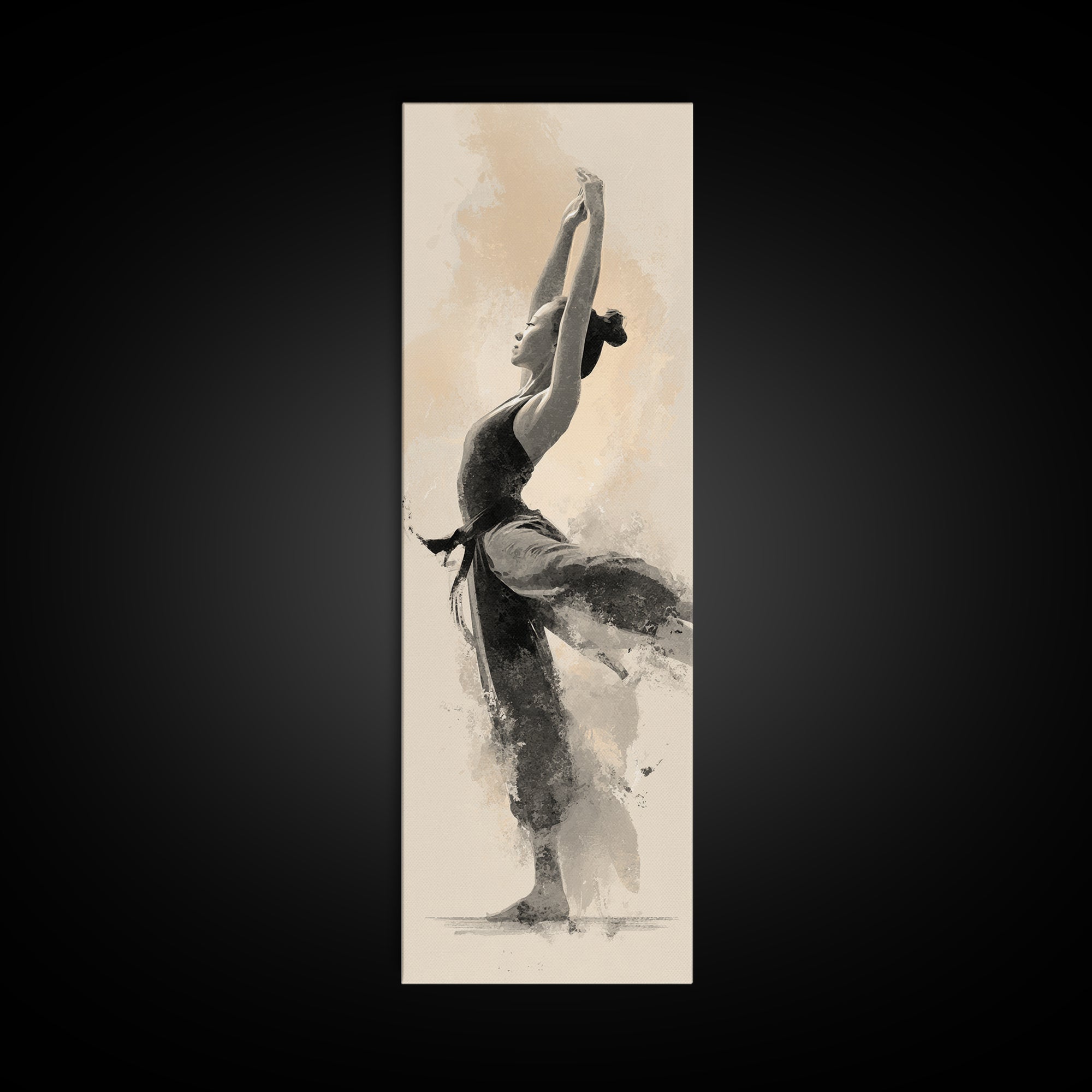 Martial Artist Pose Framed Canvas Print, Fitness Studio Art, Room Decor, Gym Decor, Fine Art, Motion, Motivational Poster, FSA-1x3-79