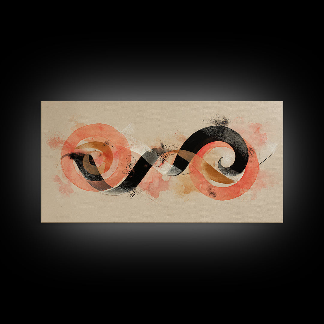 Gymnast Ribbon Forming a Spiral Composition Framed Canvas Print, Fitness Studio Art, Gym Poster, Gym Decor, Fine Art, Motion, FSA-2x1-19