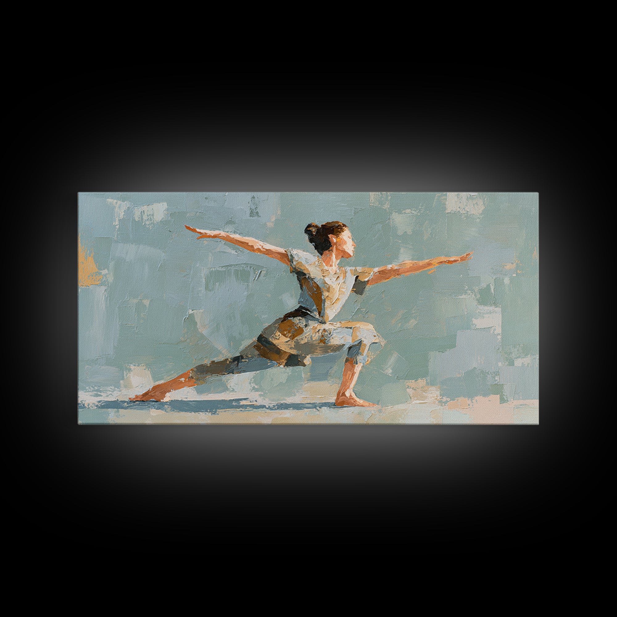 Yoga Warrior Pose Framed Canvas Print, Fitness Studio Art, Fitness, Gym Decor, Motion, Dancing Wall Art, Fitness Motivation, FSA-2x1-3