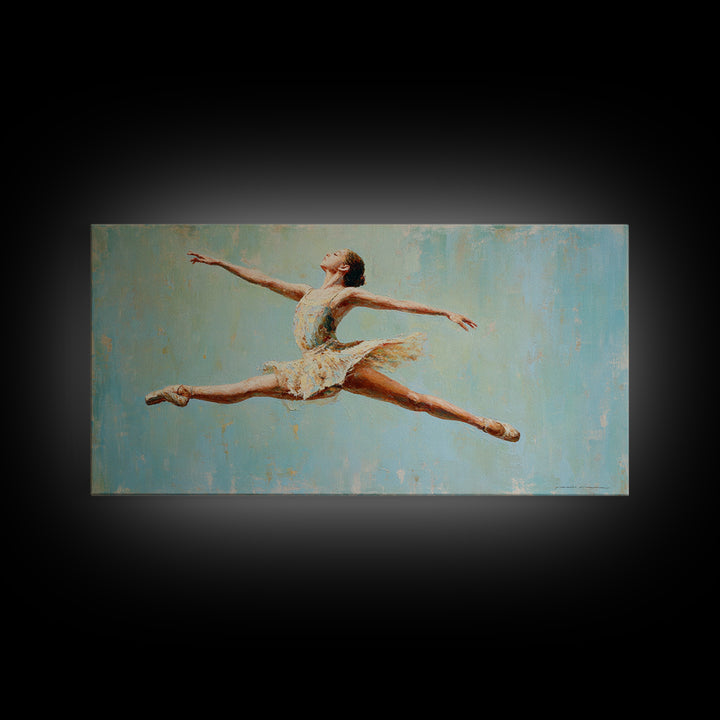 Dancer Leap with Painterly Energy Canvas Print, Fitness Studio Art, Metal Wall Art, Gym Decor, Fine Art, Motion, Home Gym Decor, FSA-2x1-31
