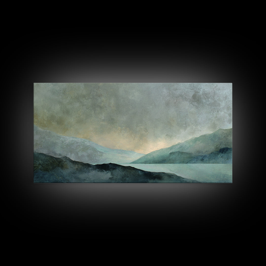 Sunrise over Mountains as Endurance Metaphor Framed Canvas Print, Fitness Studio Art, Aesthetic Room Decor, Gym Decor, Motion, FSA-2x1-92