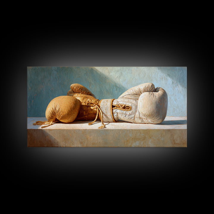 Boxing Gloves Still Life Framed Canvas Print, Fitness Studio Art, Contemporary Art, Gym Decor, Motion, Aesthetic Room Decor, FSA-2x1-97