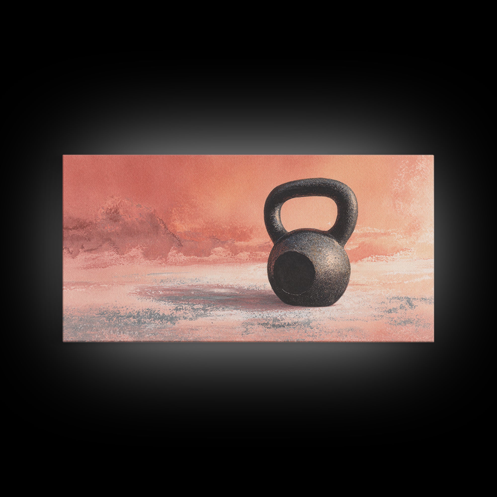 Kettlebell and Chalk Dust Canvas Print, Fitness Studio Art, Art Print, Gym Decor, Watercolor Art, Motion, Motivational Poster, FSA-2x1-98