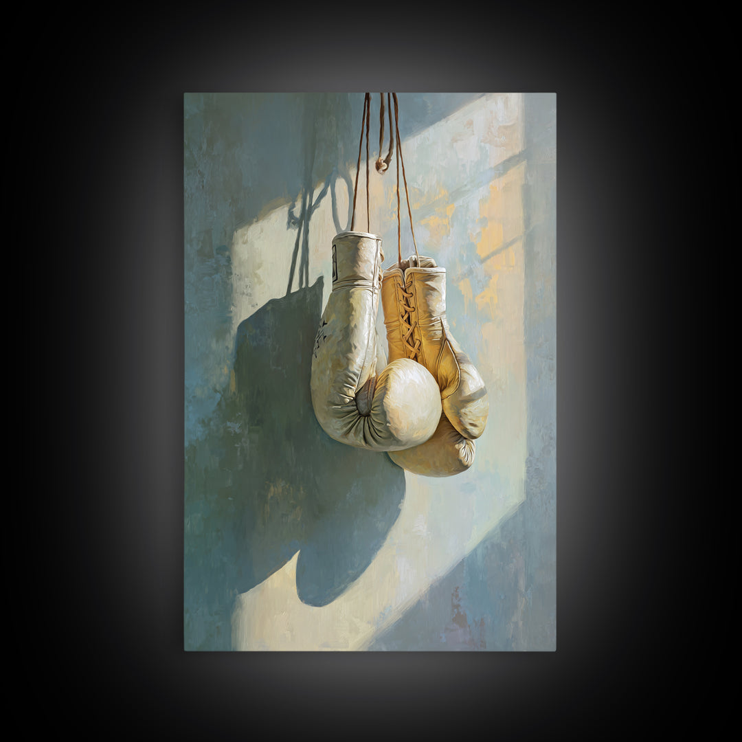 Boxing Gloves Still Life Framed Canvas Print, Fitness Studio Art, Neutral Decor, Gym Decor, Fine Art, Motion, Wall Art, FSA-2x3-13
