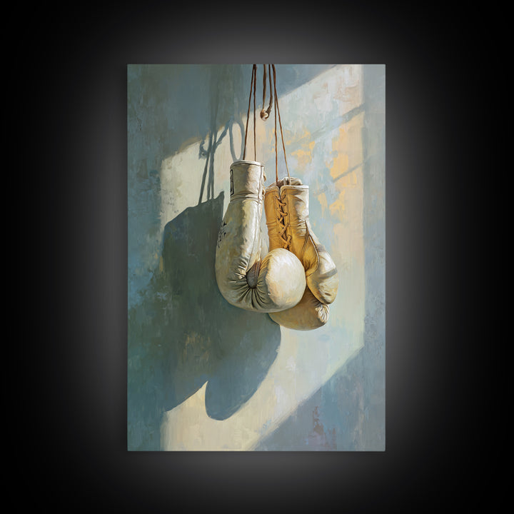 Boxing Gloves Still Life Framed Canvas Print, Fitness Studio Art, Neutral Decor, Gym Decor, Fine Art, Motion, Wall Art, FSA-2x3-13