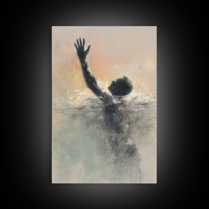 Swimmer Emerging Through Water Texture Framed Canvas Print, Fitness Studio Art, Dance Studio Decor, Gym Decor, Abstract Art, FSA-2x3-26