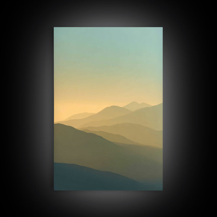 Sunrise over Mountains as Endurance Metaphor Framed Canvas Print, Fitness Studio Art, Gym Decor, Fine Art, Motion, Gym Wall Art, FSA-2x3-56