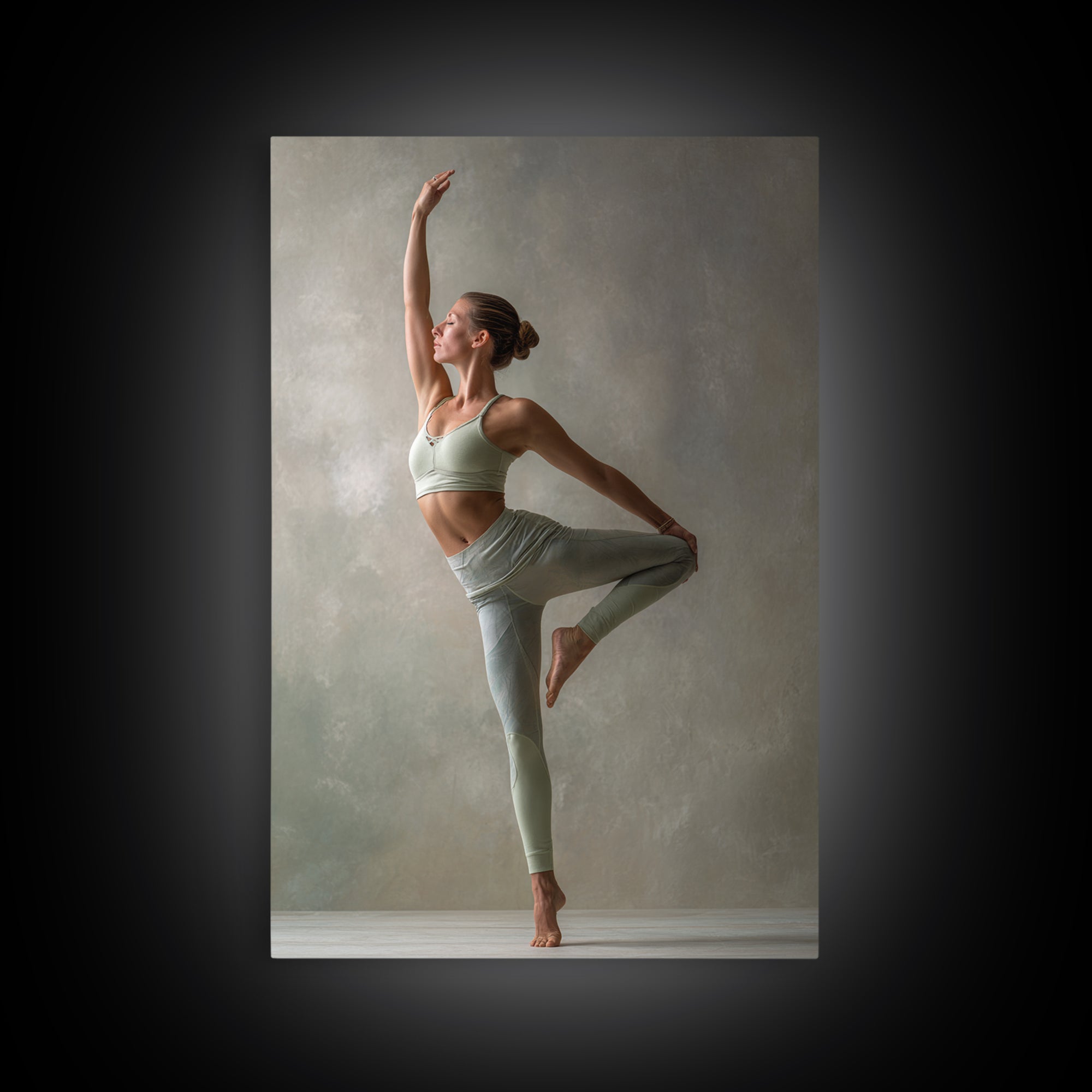 Female Athlete Stretching Framed Canvas Print, Fitness Studio Art, Dance Studio Decor, Gym Decor, Oil Painting, Motion, FSA-2x3-59