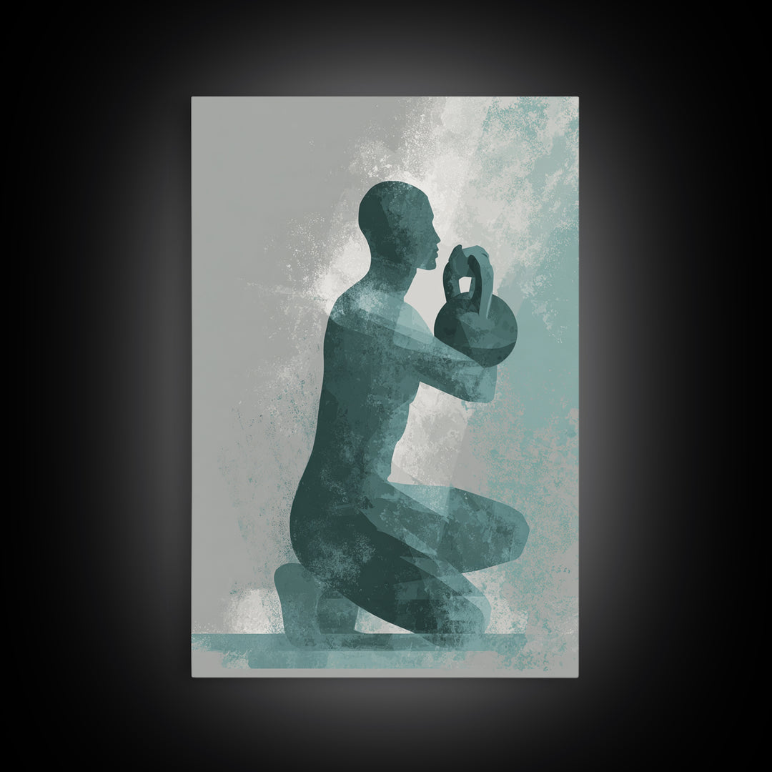 Kettlebell and Chalk Dust Canvas Print, Fitness Studio Art, Art Print, Gym Decor, Abstract Art, Motion, Motivational Poster, FSA-2x3-62