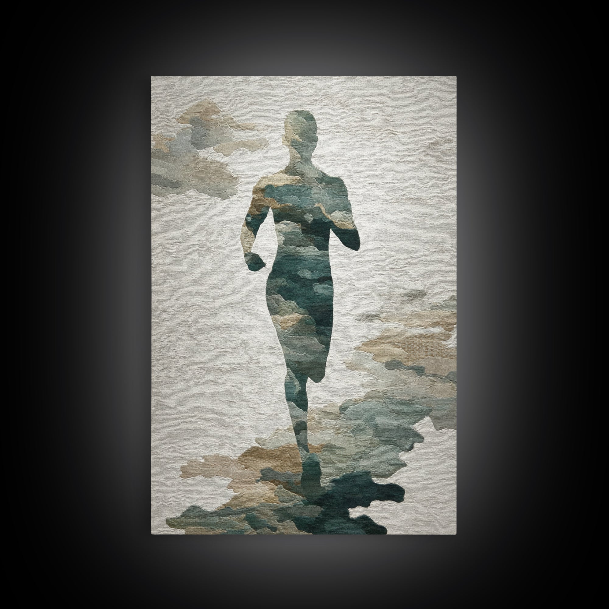Runner Silhouette Breaking Through Morning Mist Canvas Print, Fitness Studio Art, Wall Decor, Gym Decor, Fine Art, Motion, FSA-2x3-9