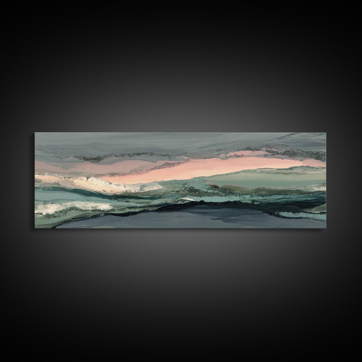 Sunrise over Mountains as Endurance Metaphor Framed Canvas Print, Fitness Studio Art, Modern Decor, Gym Decor, Fine Art, Motion, FSA-3x1-64